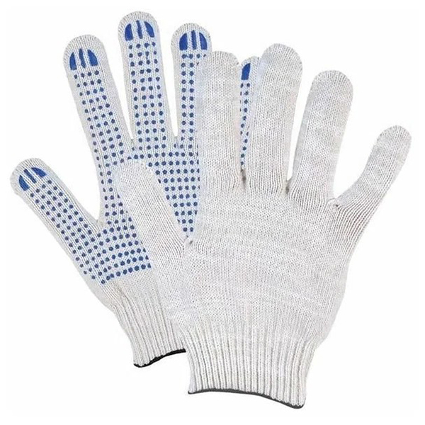 Перчатки х/б с ПВХ Точка, 5 нитей, белые, комп.