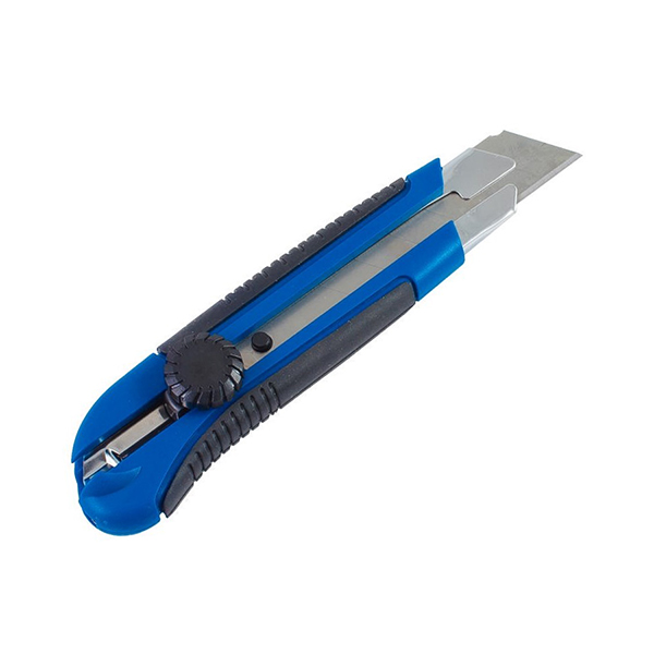 Нож РемоКолор Action с выдвижным лезвием, обрезиненный корпус, винтовой фиксатор лезвия, сталь 60Г, ширина 25 мм, шт